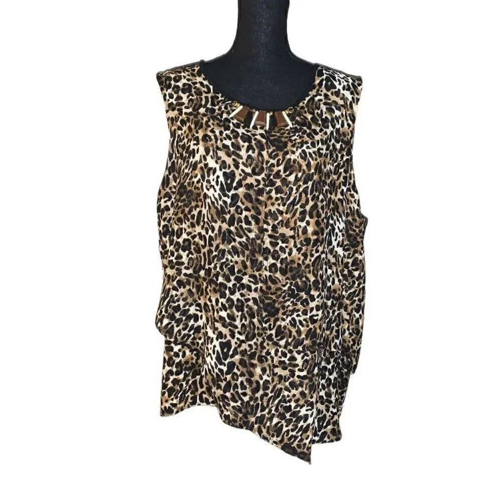 Rafaella Cheetah Tiered Tank Top
